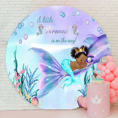 Lofaris A Mermaid Is On The Way Baby Shower Round Backdrop