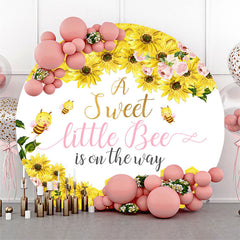 Lofaris A Sweet Bee Is On The Way Round Baby Shower Backdrop