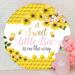 Lofaris A Sweet Bee Is On The Way Round Baby Shower Backdrop