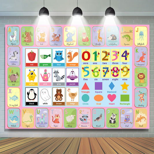 Lofaris ABC Alphabet Cute Animal Kids Educational Backdrop