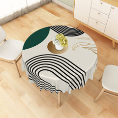 Lofaris Abstract Black Lines Morden Simple Round Tablecloth