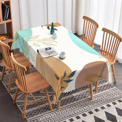 Lofaris Abstract Golden Black Leaves Rectangle Tablecloth