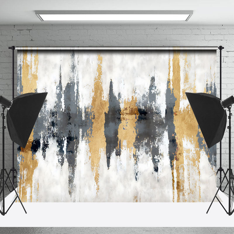 Lofaris Abstract Grey Gold Art Graffiti Wall Photo Backdrop
