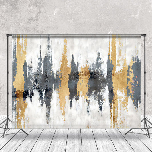 Lofaris Abstract Grey Gold Art Graffiti Wall Photo Backdrop