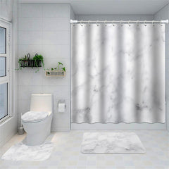 Lofaris Abstract Grey Texture White Bathroom Decor Curtain