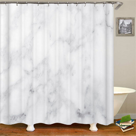 Lofaris Abstract Grey Texture White Bathroom Decor Curtain