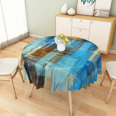 Lofaris Abstract Painting Blue Brown Black Round Tablecloth
