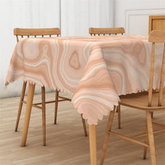 Lofaris Abstract Wave Beige Decorative Rectangle Tablecloth