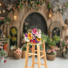 Lofaris Acrh - Door Floral Retro Wooden Backdrop For Easter