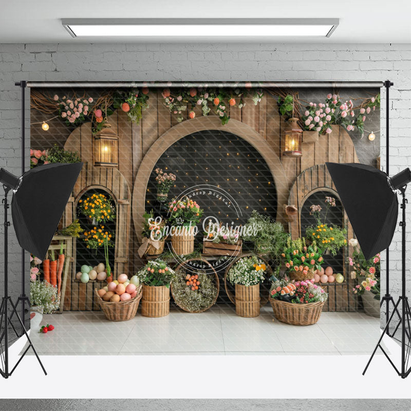 Lofaris Acrh - Door Floral Retro Wooden Backdrop For Easter