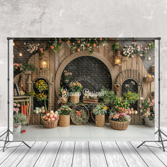 Lofaris Acrh - Door Floral Retro Wooden Backdrop For Easter