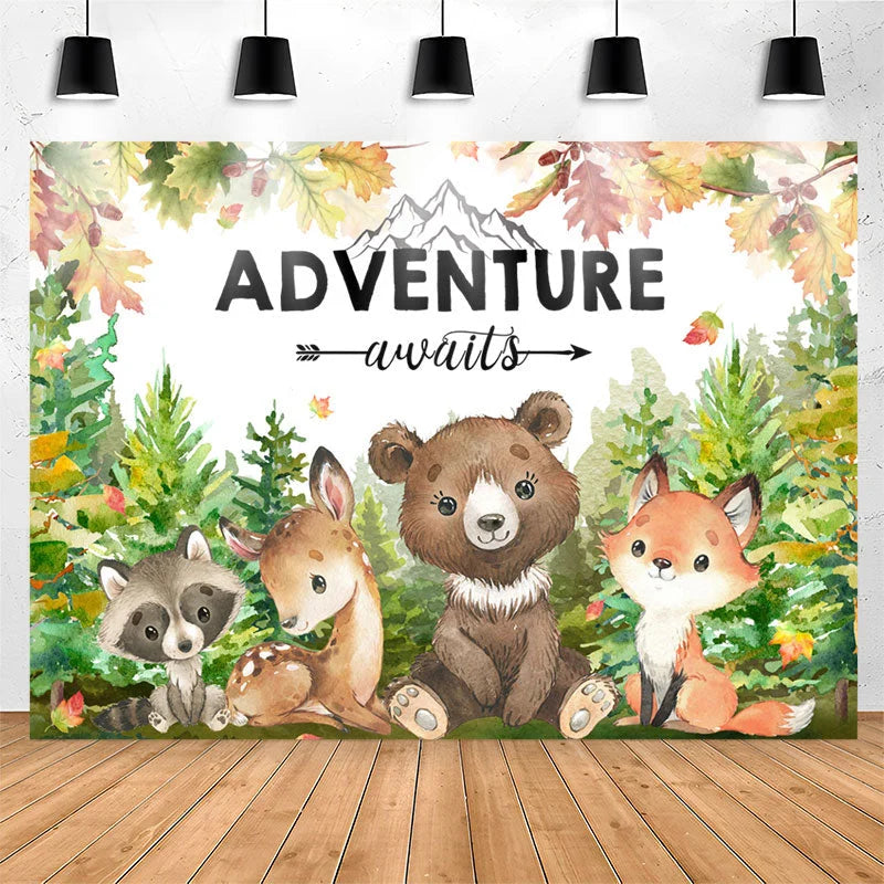 Lofaris Adventure Awaits Wild Animals Baby Shower Backdrop