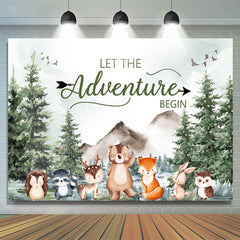 Lofaris Adventure Begin Forest Animals Baby Shower Backdrop