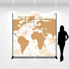 Lofaris Adventure Beige World Map Custom Wedding Backdrop
