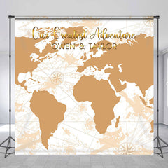 Lofaris Adventure Beige World Map Custom Wedding Backdrop