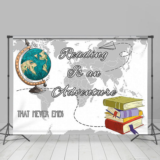 Lofaris Adventure Globe Map Travel World Book Day Backdrop