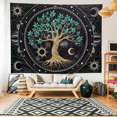 Lofaris Aesthetic Life Tree Moon Sun Star Galaxy Tapestry