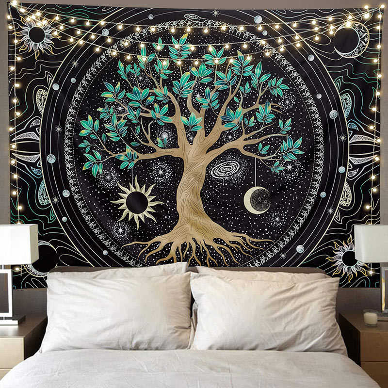 Lofaris Aesthetic Life Tree Moon Sun Star Galaxy Tapestry