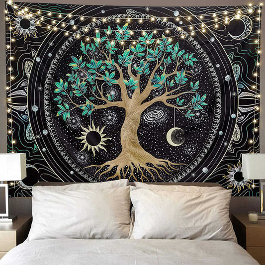 Lofaris Aesthetic Life Tree Moon Sun Star Galaxy Tapestry