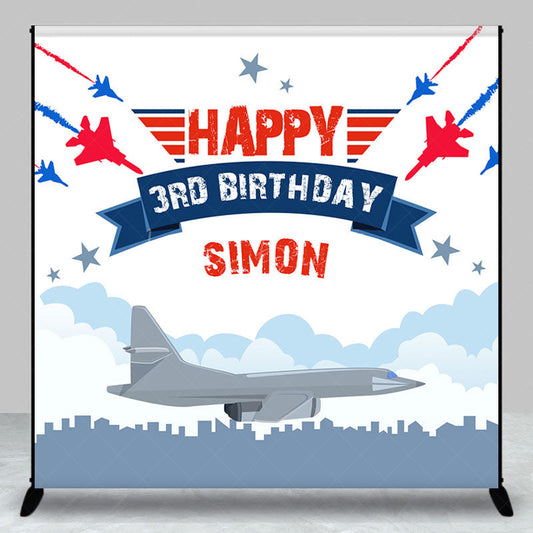 Lofaris Air Show Plane City Custom 3rd Birthday Backdrop