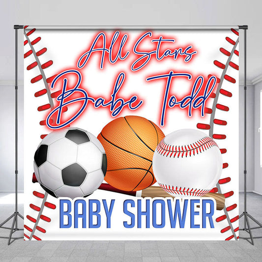 Lofaris All Stars Sports Custom Name Baby Shower Backdrop