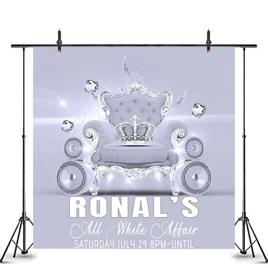 Lofaris All White Affair Sofa Crown Custom Party Backdrop