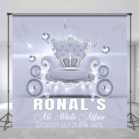 Lofaris All White Affair Sofa Crown Custom Party Backdrop