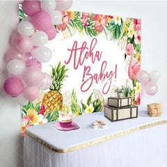Lofaris Aloha Baby Floral Gender Reveal Backdrop For Girl