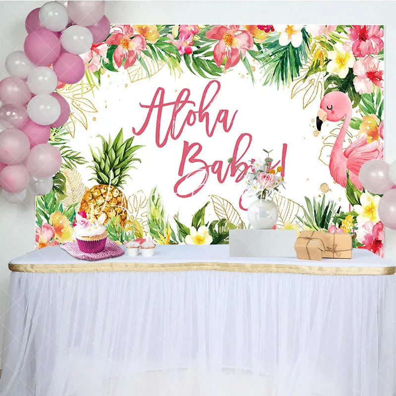 Lofaris Aloha Baby Floral Gender Reveal Backdrop For Girl