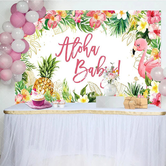 Lofaris Aloha Baby Floral Gender Reveal Backdrop For Girl