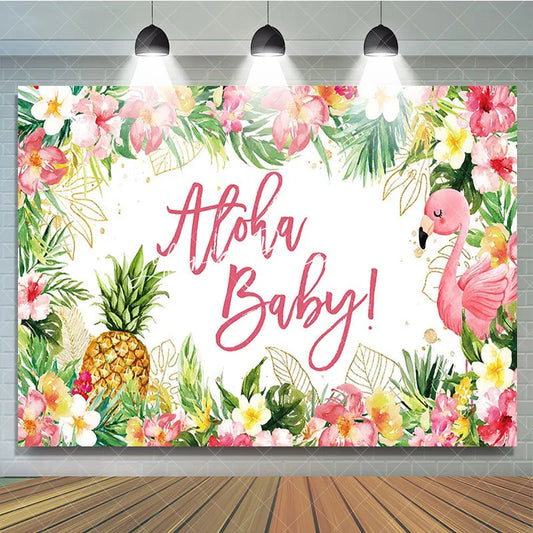 Lofaris Aloha Baby Floral Gender Reveal Backdrop For Girl