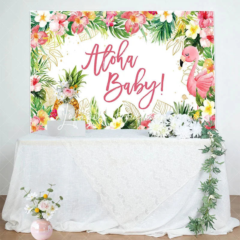 Lofaris Aloha Baby Floral Gender Reveal Backdrop For Girl