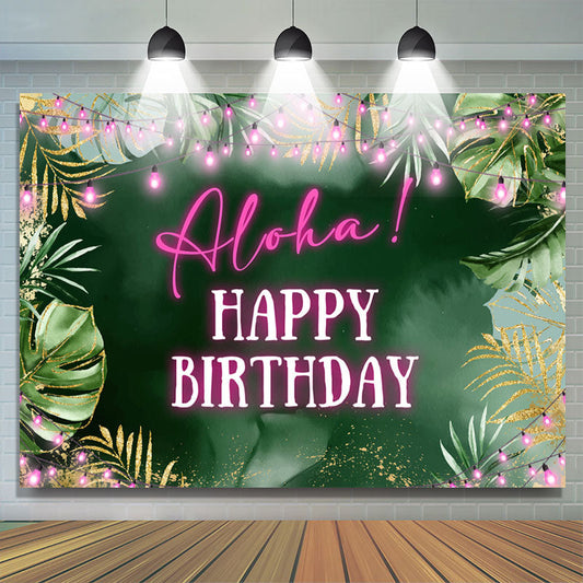 Lofaris Aloha Greenery Tropical Monstera Birthday Backdrop