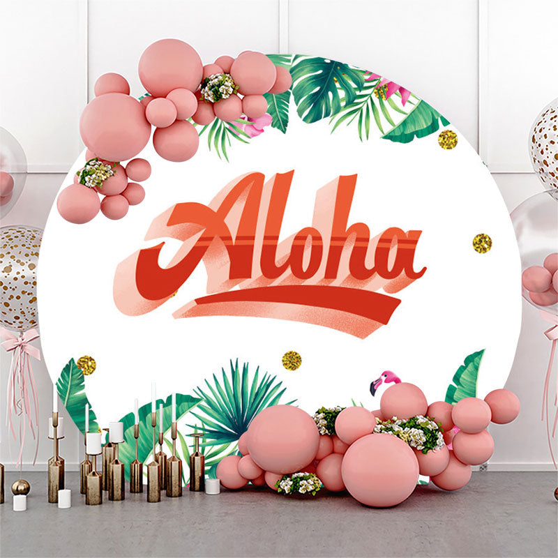 Lofaris Aloha Summer Flamingo Round Party Backdrop Cover