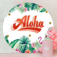 Lofaris Aloha Summer Flamingo Round Party Backdrop Cover