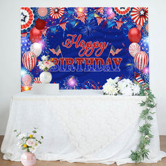 Lofaris American Flag Balloons Sparkle Birthday Bakcdrop