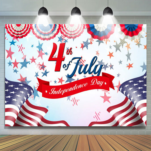 Lofaris American Flag Blue Red Stars 4th Of July Backdrop