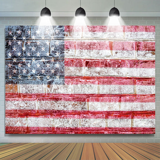 Lofaris American Flag Brick Wall Portrait Picture Backdrop