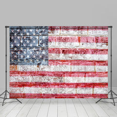 Lofaris American Flag Brick Wall Portrait Picture Backdrop