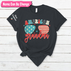 Lofaris American Flag Glasses Grandma And Kids T - Shirt