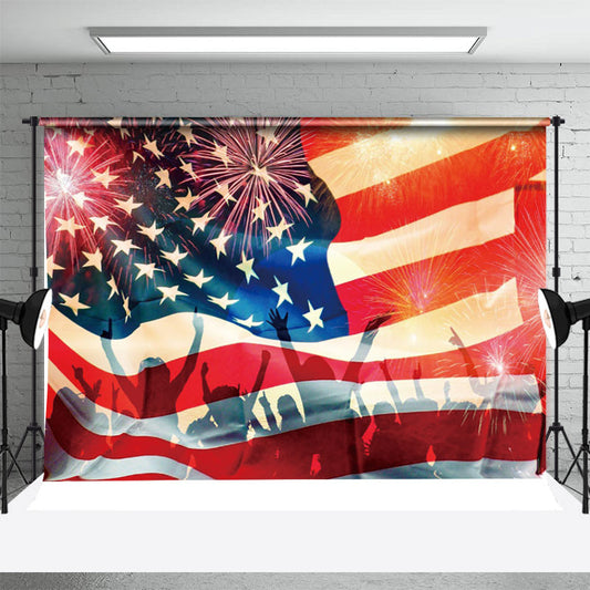 Lofaris American Flag People Spark Independence Day Backdrop