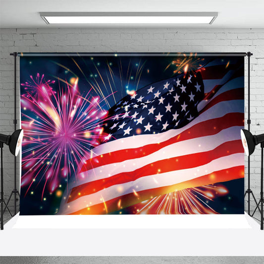 Lofaris American Flag Spark Bokeh Independence Day Backdrop