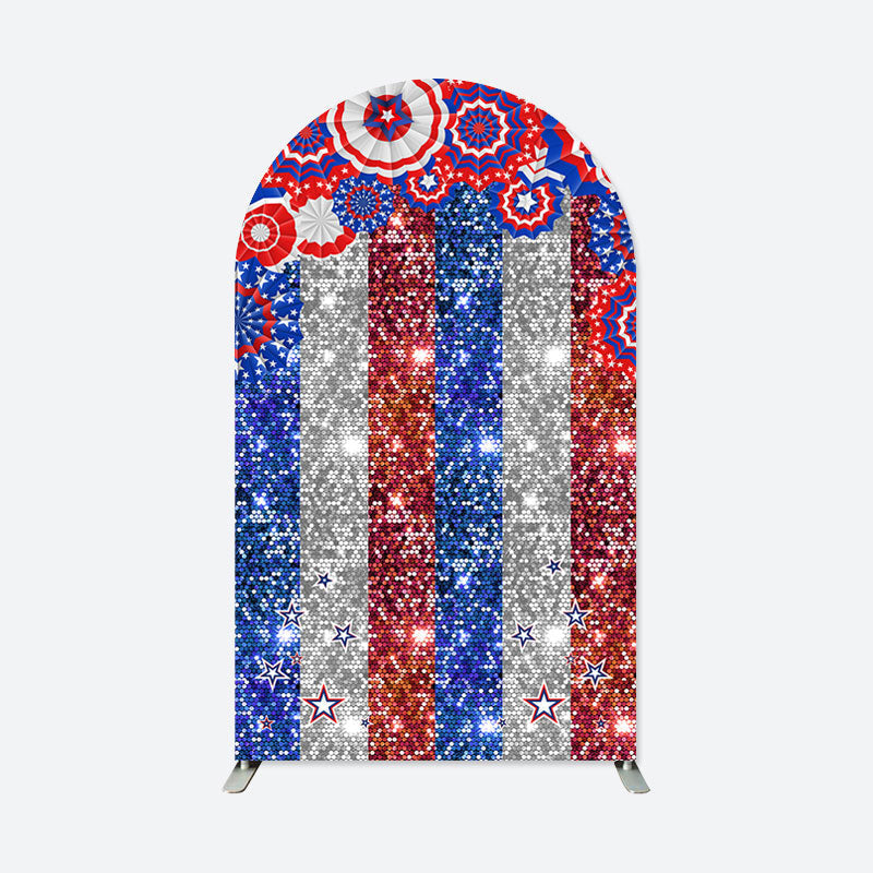 Lofaris American Flag Sparkle Independence Day Arch Backdrop