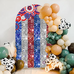 Lofaris American Flag Sparkle Independence Day Arch Backdrop