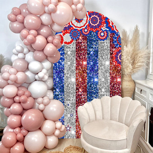 Lofaris American Flag Sparkle Independence Day Arch Backdrop
