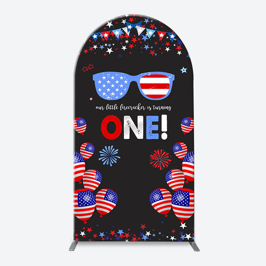 Lofaris American Flag Stars Glasses Arch 1st Birthday Backdrop