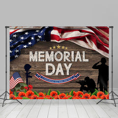 Lofaris American Flag Wood Floral Star Memorial Day Backdrop