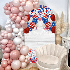 Lofaris American Flag Wooden Independence Day Arch Backdrop