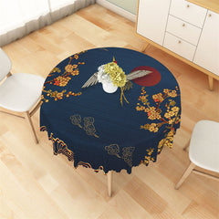 Lofaris Ancient Chinese Golden Blue Elegant Round Tablecloth