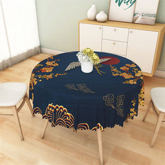 Lofaris Ancient Chinese Golden Blue Elegant Round Tablecloth